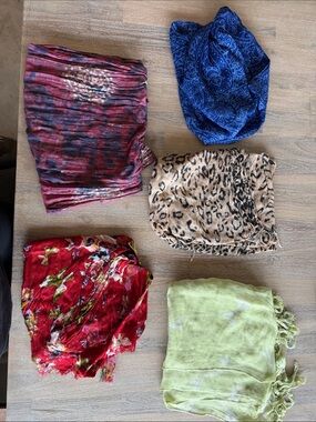 Assorted Women's Scarves - Blue, Red, Leopard, Pink, Lime, Multicolor